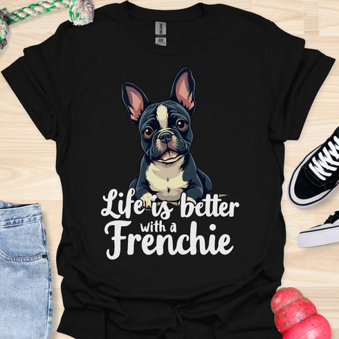 Life is better with a frenchie - V6 - Elegant Graphic T-Shirt